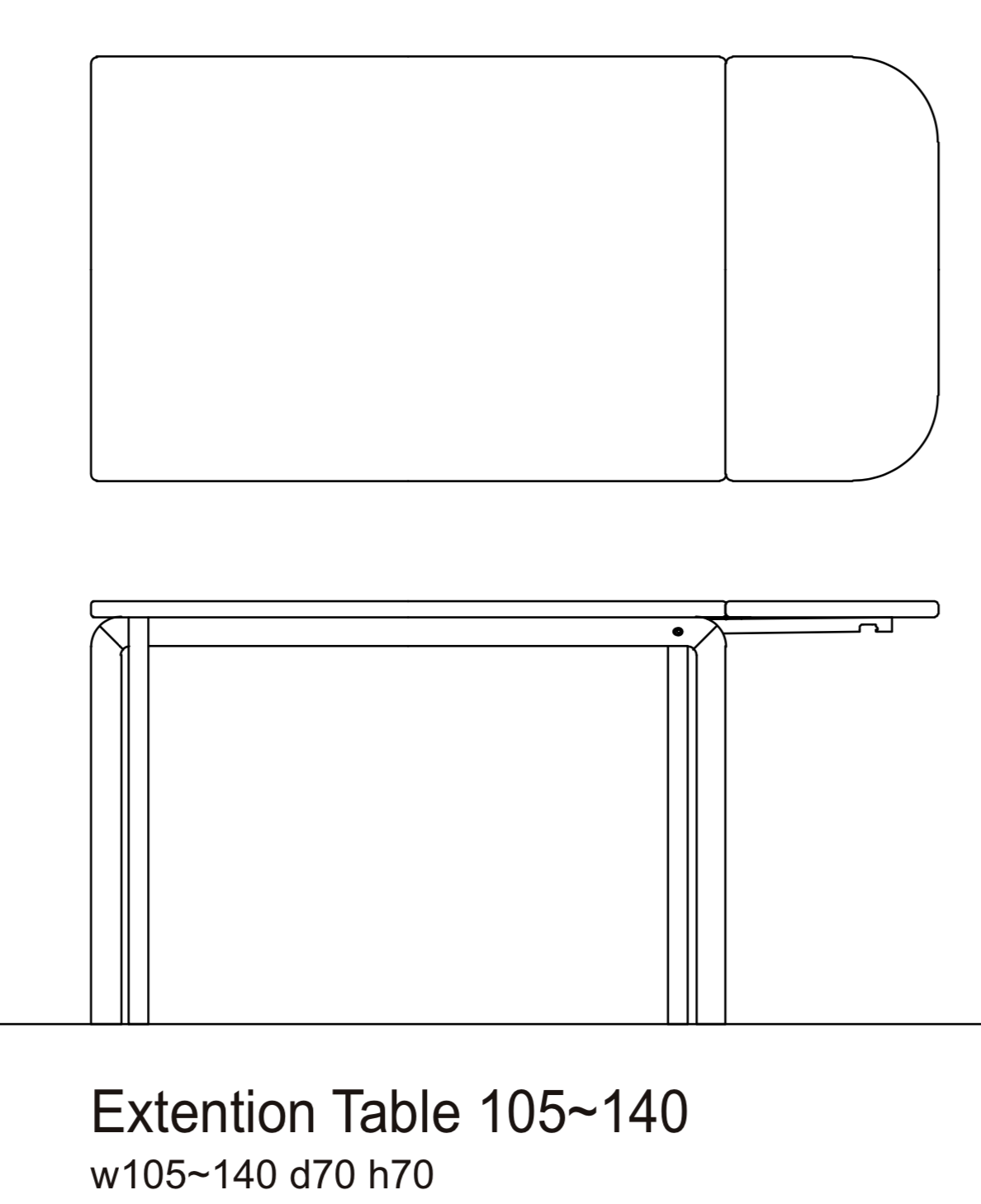 COCCO DINING TABLE 105~140 (EXTENTION)