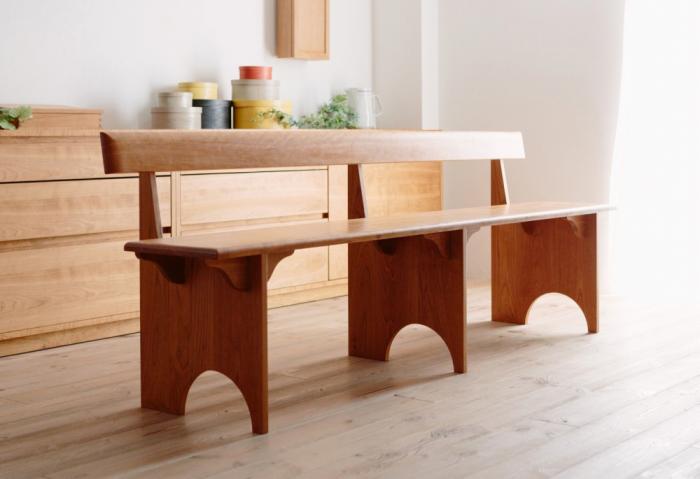 SHAKER WOOD BACK BENCH