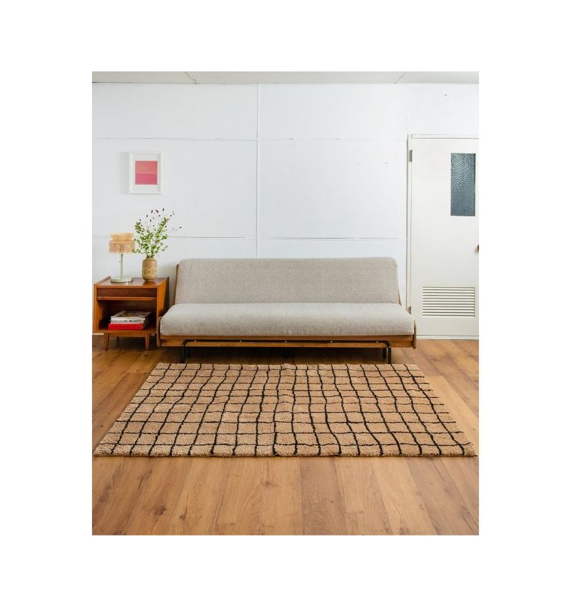 GRID RUG / CAMEL