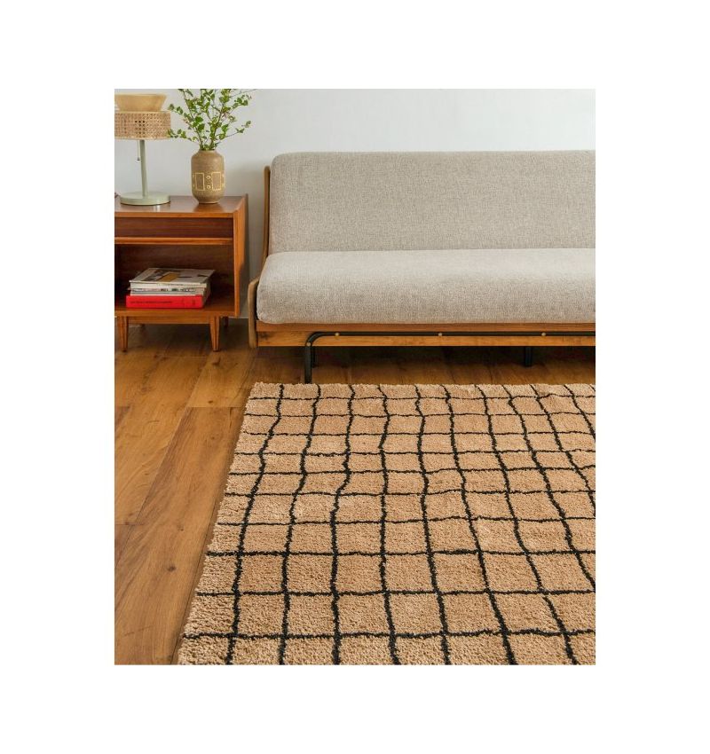 GRID RUG / CAMEL