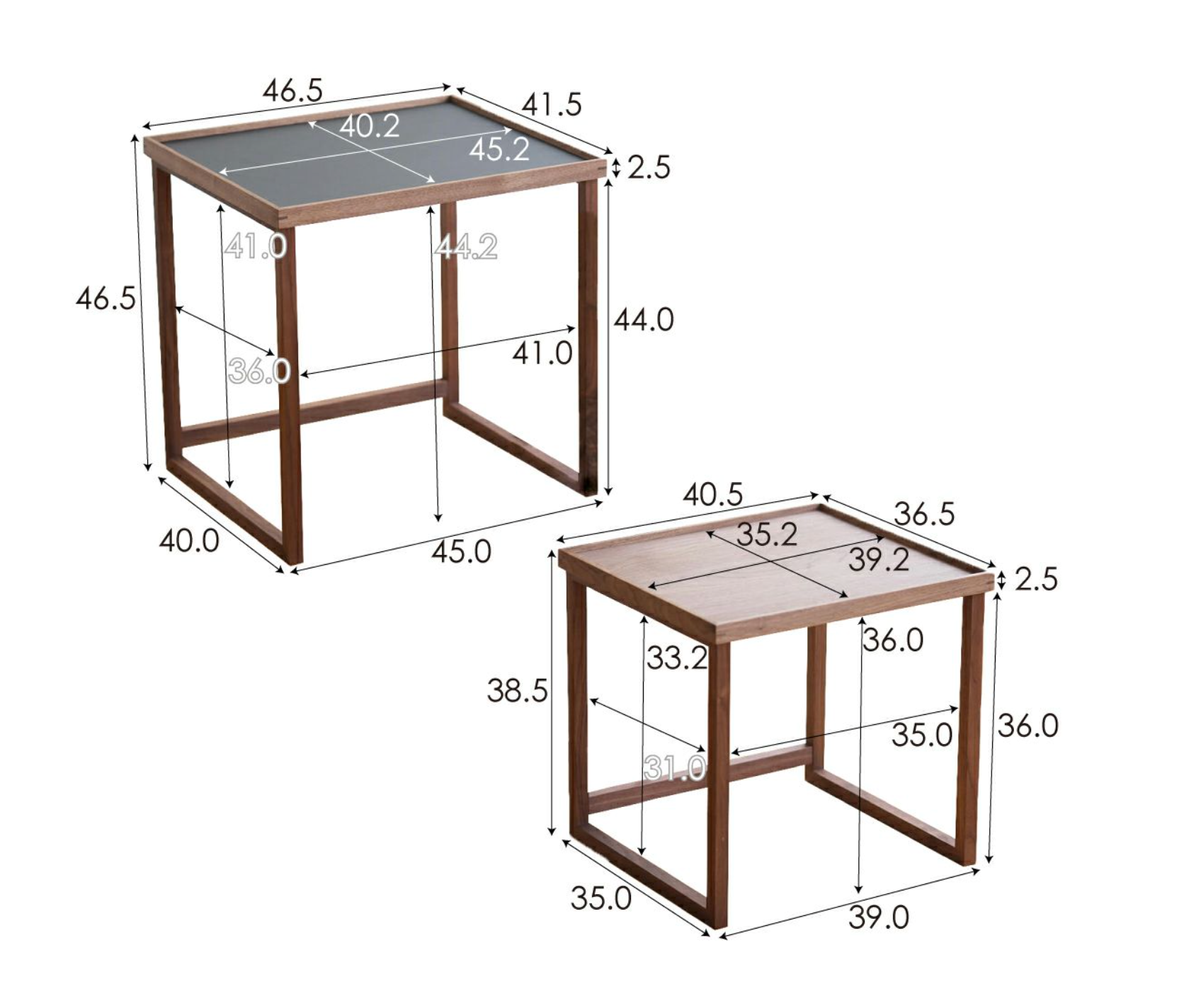 FM TRAY NEST TABLE (REMOVABLE TOP NESTING TABLE)