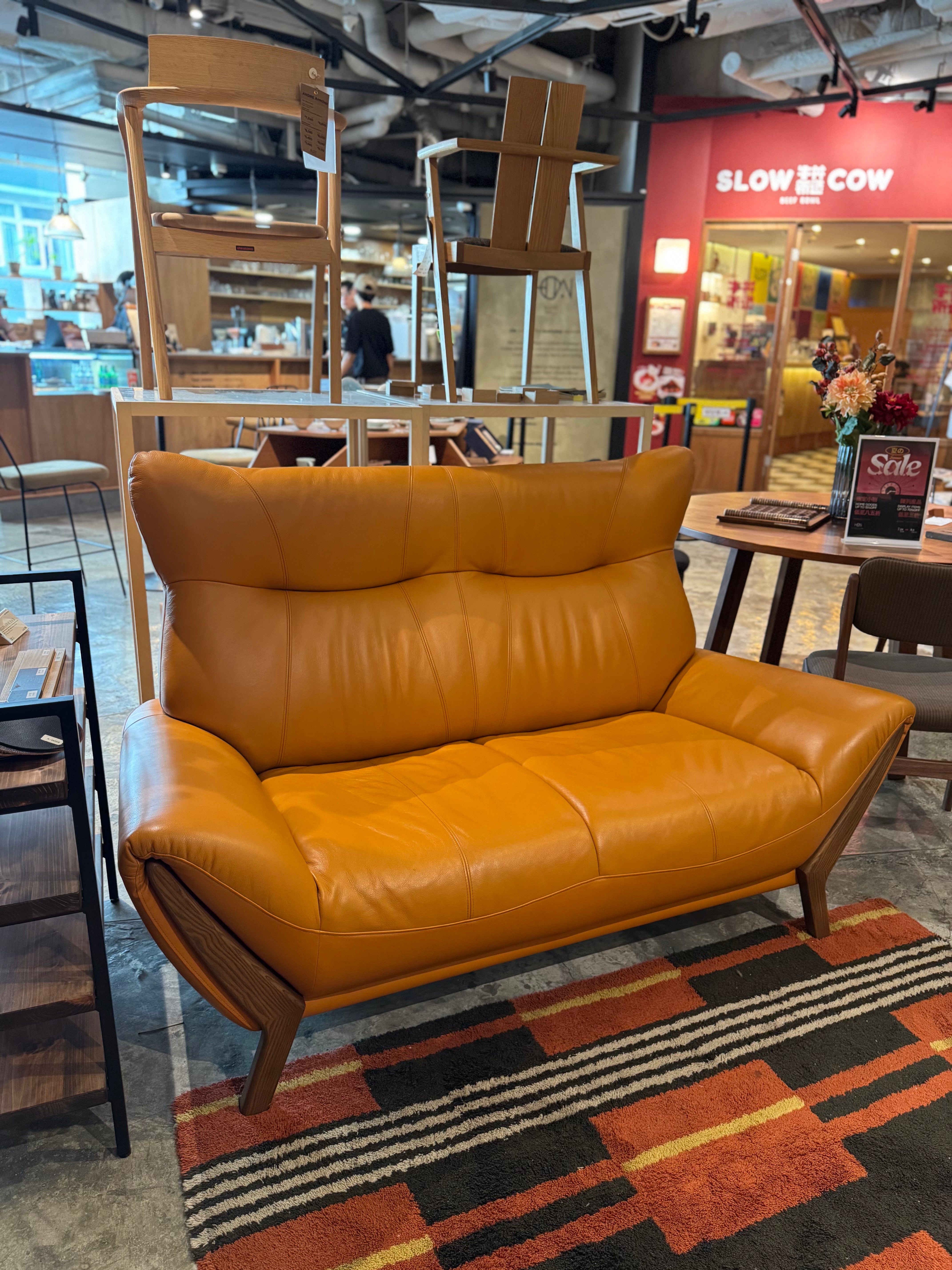 Clearance Sale - 朝日木工  - BULL Sofa 2P / Leather A (Orange)