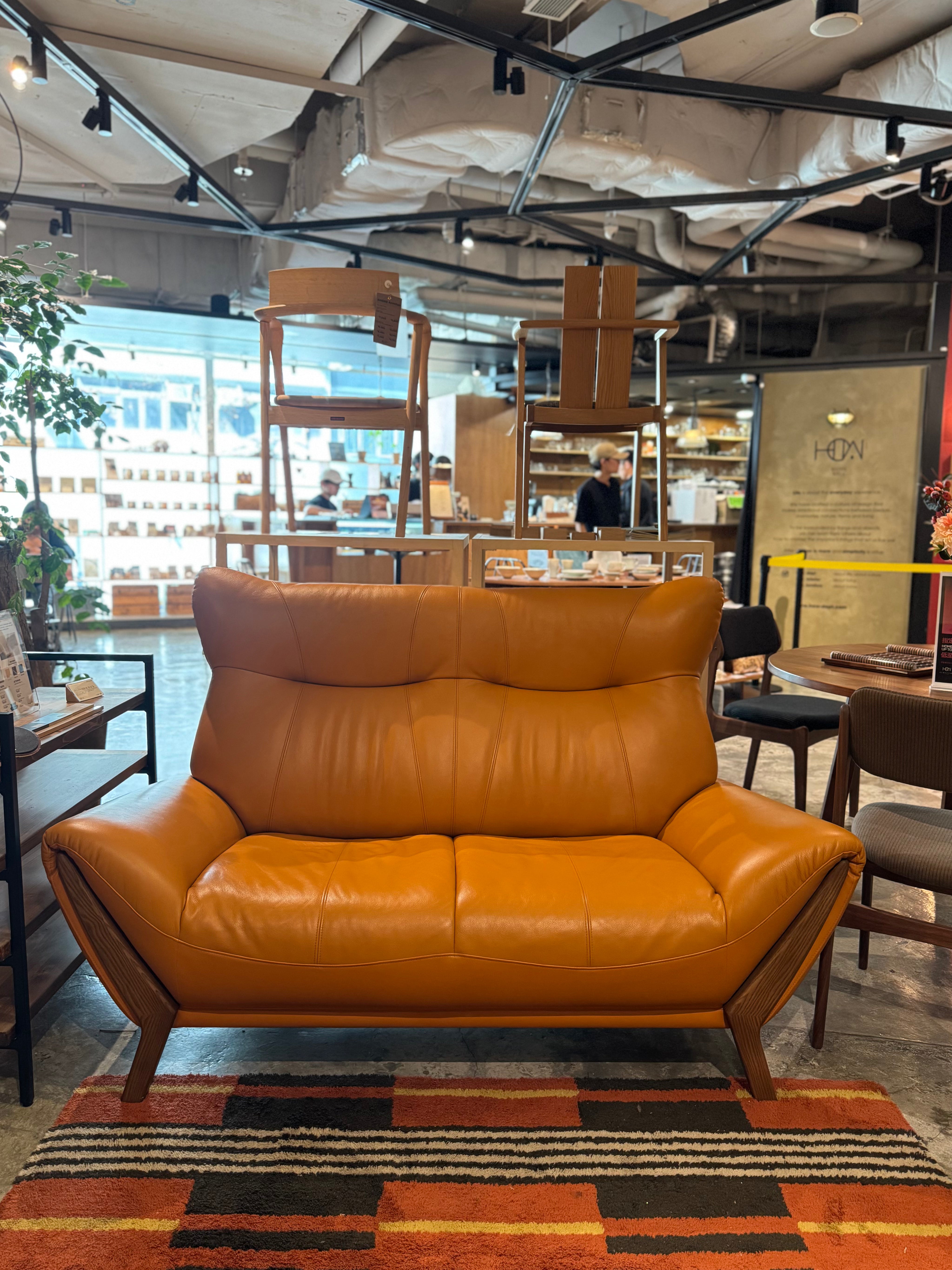 Clearance Sale - 朝日木工  - BULL Sofa 2P / Leather A (Orange)