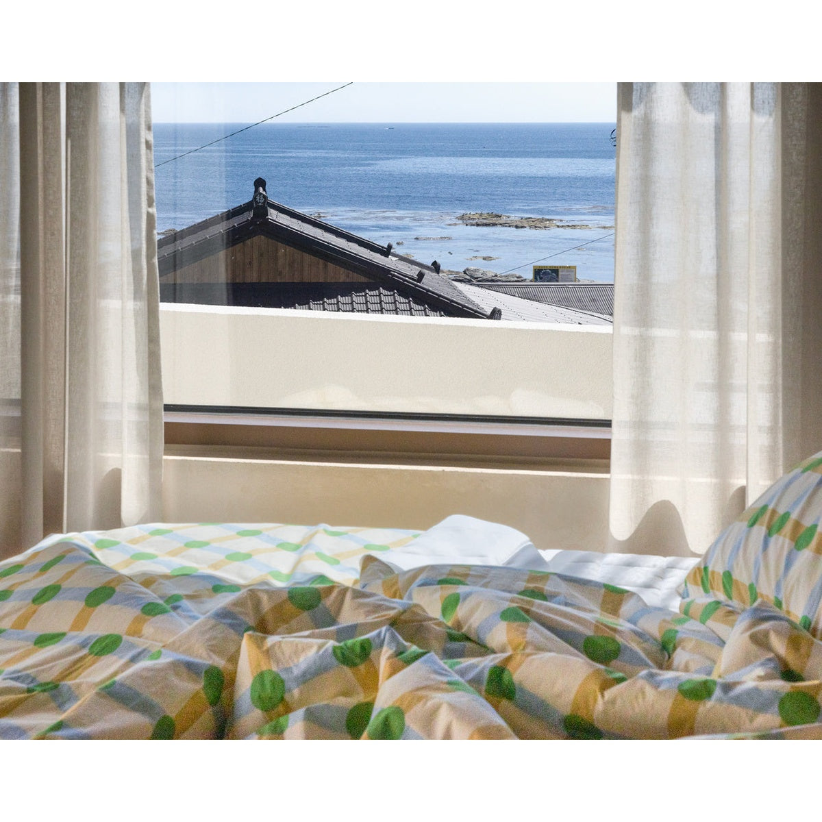 HOOK | DOT CHECK GREEN ON BEIGE SUMMER COMFORTER