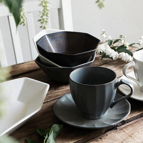 CHIPS | ANCIENT POTTERY GRAY |  Octagona CUP &amp; SAUCER