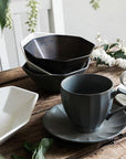 CHIPS | ANCIENT POTTERY GRAY |  Octagona CUP & SAUCER