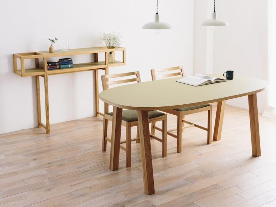 CORNICE OVAL DINING TABLE(Linoleum-Coloured)